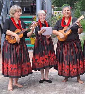 Aloha-Gruppe spielt Ukulele
