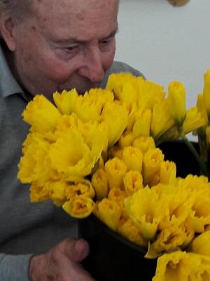 Freude über Blumen